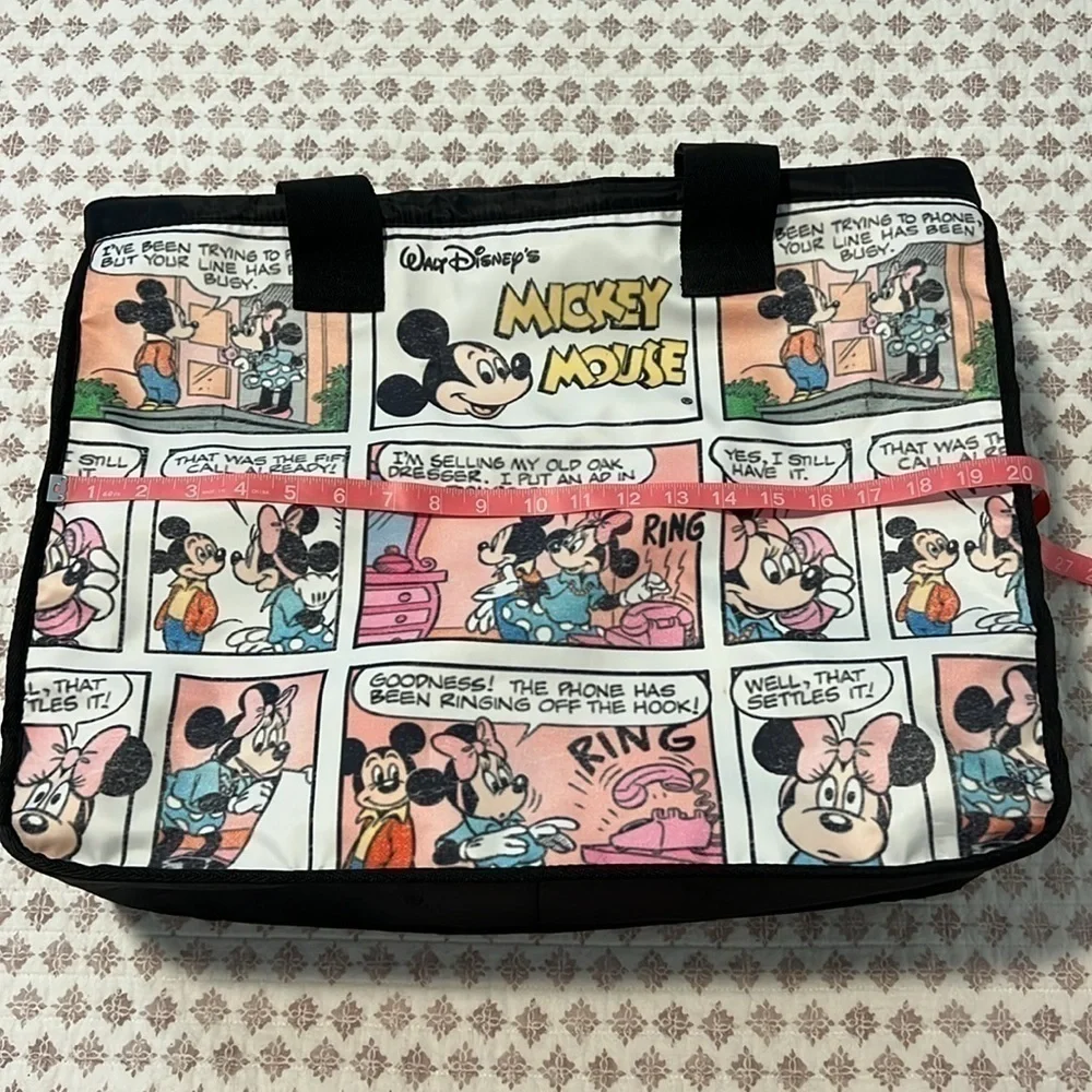 Disney Mickey Minnie Mouse Comic Strip Zipper Tote Travel Overnight Large Bag